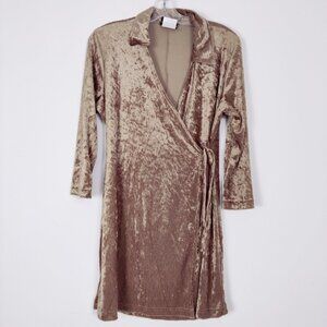 Vintage Jean Works Company Velvet Wrap Dress in Green Tan Size XL Y2K